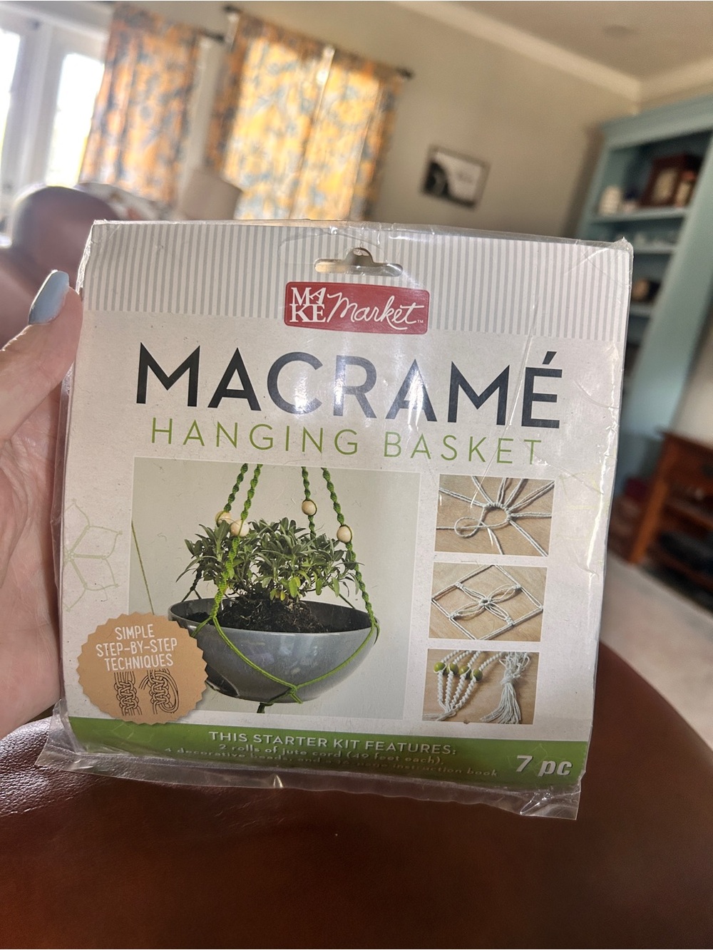 Make Market MACRAME HANGING BASKET Starter Craft Kit w/ 2 rolls green jute cord